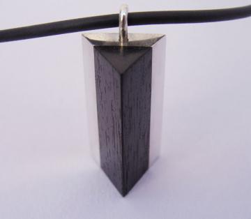 Pendant Ebony and Solid Silver Triangle Pyramid style : $35