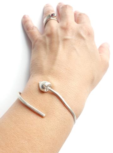 Magic Mushroom Bracelet Bangle Psilocybin Solid Silver : $124