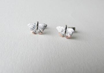 Earrings - Butterflies in Silver and Copper : $150
