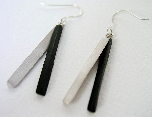 Earrings - Ebony and Silver : $106