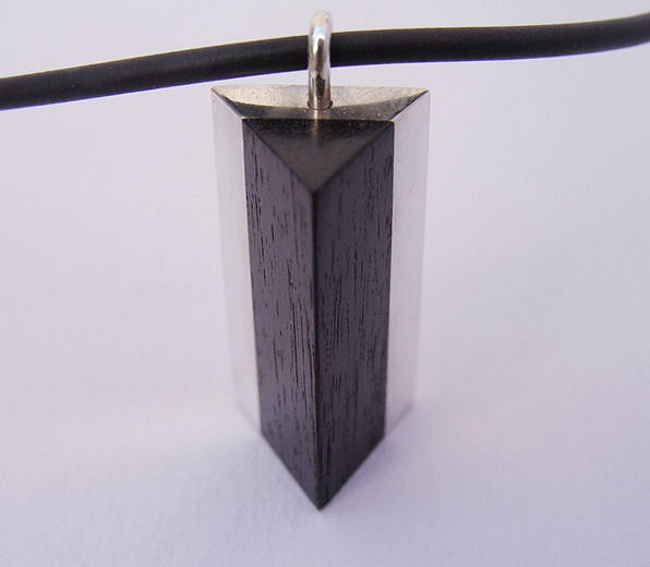 Pendant Ebony and Solid Silver Triangle Pyramid style