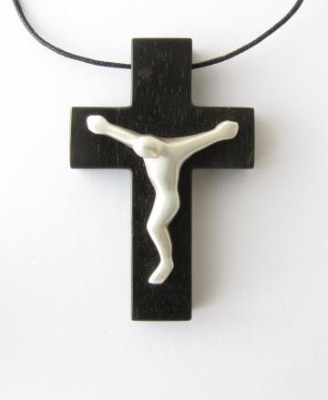 Silver and Ebony Crucifix Pendant : $94