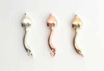 Magic Mushroom Keyring or Pendant Liberty cap NEW DESIGN Necklace Solid Silver, Bronze, Copper or Gold : $35