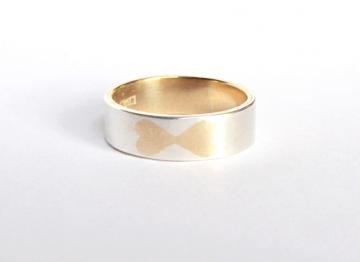 Wedding Band Ring Hearts of Gold with Silver