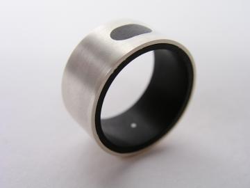 Ring Solid Silver and Ebony modern : $225